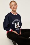 Alison Boyfriend Printed Jumper, VARSITY NAVY/LCN DIS MICKEY M COLLEGE