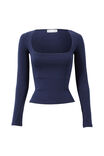 Elodie Square Neck Long Sleeve Top, NAVY LEAGUE - alternate image 6