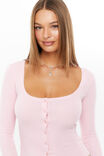 Elise Button Through Long Sleeve Top, ROSETTE PINK - alternate image 4