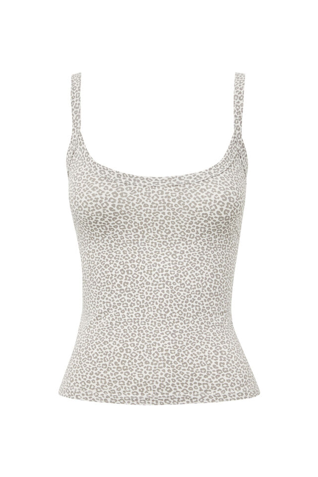 Kiki Scoop Neck Tank, MONO LEOPARD GREY
