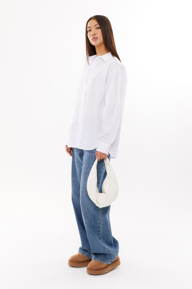 Tatum Oversized Shirt, WHITE