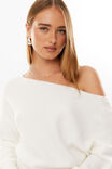 Pippa Off Shoulder Knit Jumper, CLOUD WHITE - alternate image 3