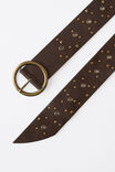 Wide Studded Eyelet Belt, CHOC/BRUSHED GOLD - alternate image 2