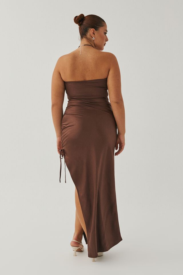 Audrina Strapless Formal Dress, SPICE BROWN
