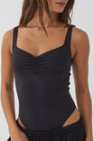 Luxe Scoop Neck Ruched Bodysuit, BLACK - alternate image 5