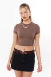 Luxe Cropped Short Sleeve Top, BROWN CAROB - alternate image 1