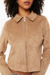 Hailey Faux Suede Jacket, TAUPE - alternate image 4