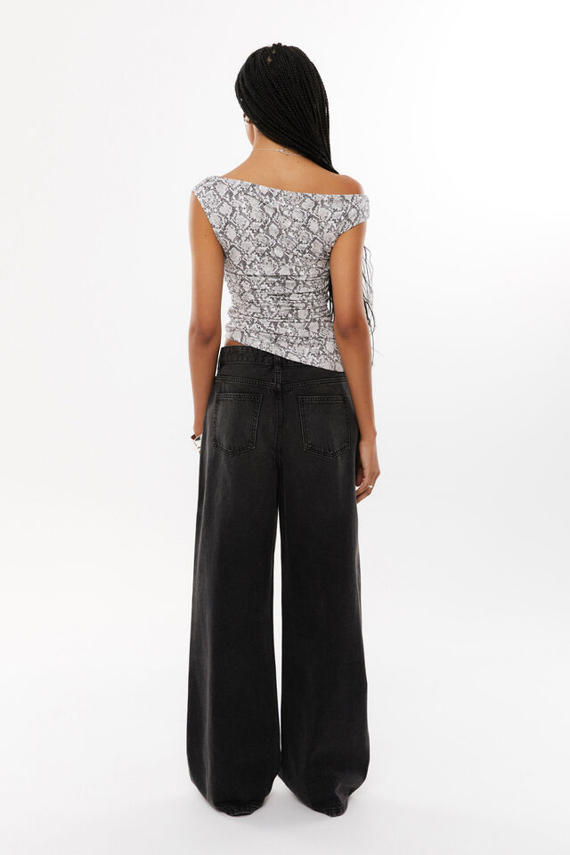 Soft Mia Ruched Top, ADRIANA SNAKE GREY