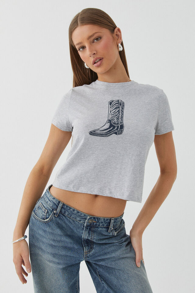 Everyday Graphic Tee, GREY MARLE/ COWGIRL