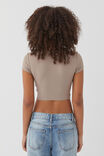 Luxe Cropped Short Sleeve Top, LATTE BROWN - alternate image 3