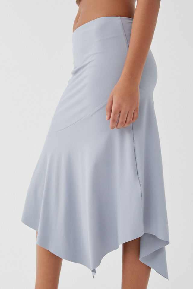 Luxe Asymmetrical Midi Skirt, NEWPORT BLUE