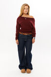 Pippa Off Shoulder Knit Jumper, DARK PLUM - alternate image 4