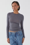 Margot Knit Long Sleeve Top, IRON GREY - alternate image 2