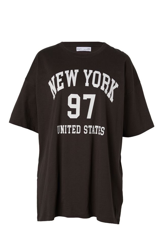 Camryn Oversized Printed T Shirt, PHANTOM/NEW YORK