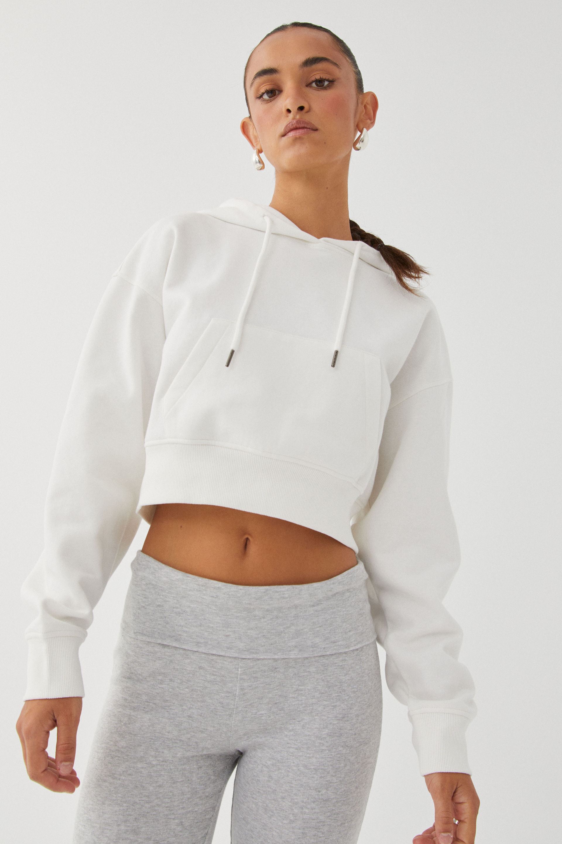 White crop outlet top hoodie