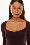 Vivian V Neck Long Sleeve Top, CHOC CHERRY - alternate image 2