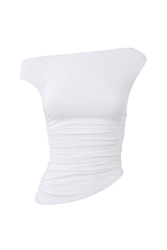 Soft Mia Ruched Top, WHITE