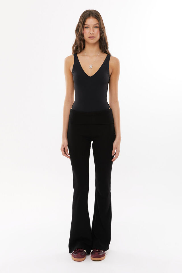 Luxe V Neck Bodysuit, BLACK