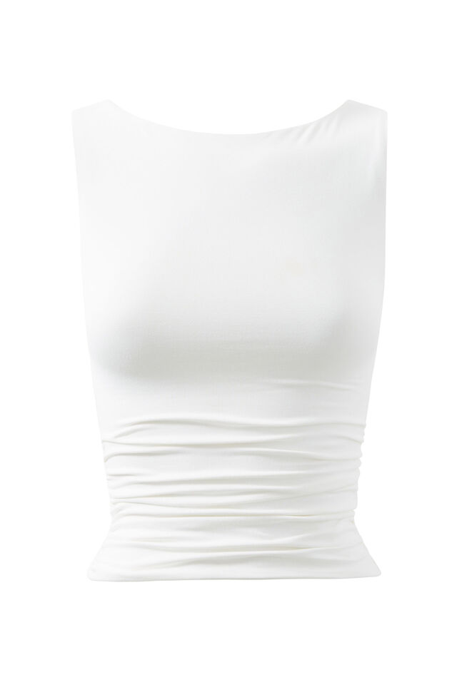 Super Smooth Ruched Tank, SUMMER WHITE