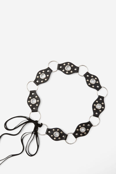 Western Tie Belt, BLACK/SILVER