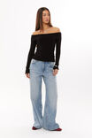 Tahlia Fold Back Knit Top, BLACK - alternate image 4