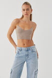 Luxe Cropped V Neck Cami, LATTE BROWN - alternate image 1