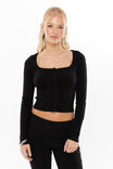 Sofi Square Neck Cardi, BLACK - alternate image 1