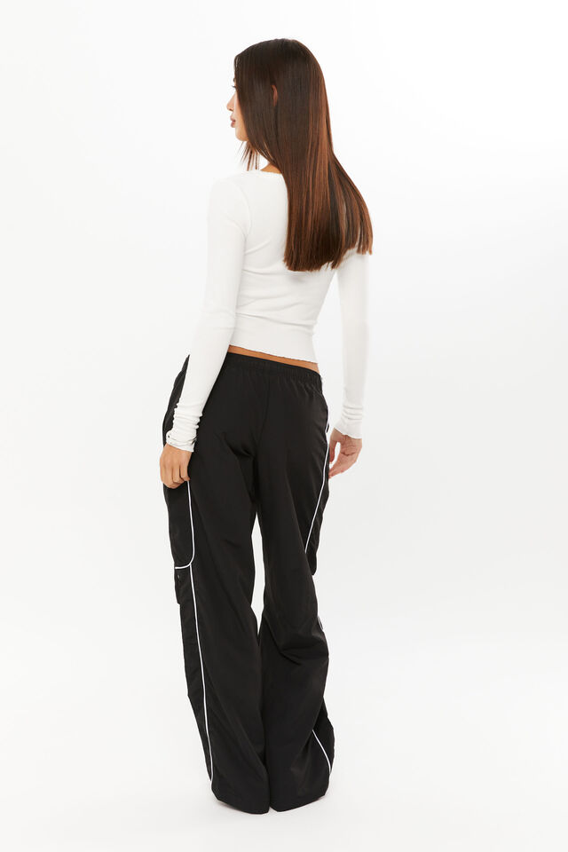Nia Sporty Pull On Pant, BLACK
