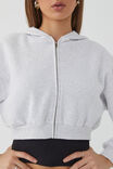 Jolie Cropped Zip Through Hoodie, LIGHT GREY MARLE - alternate image 5