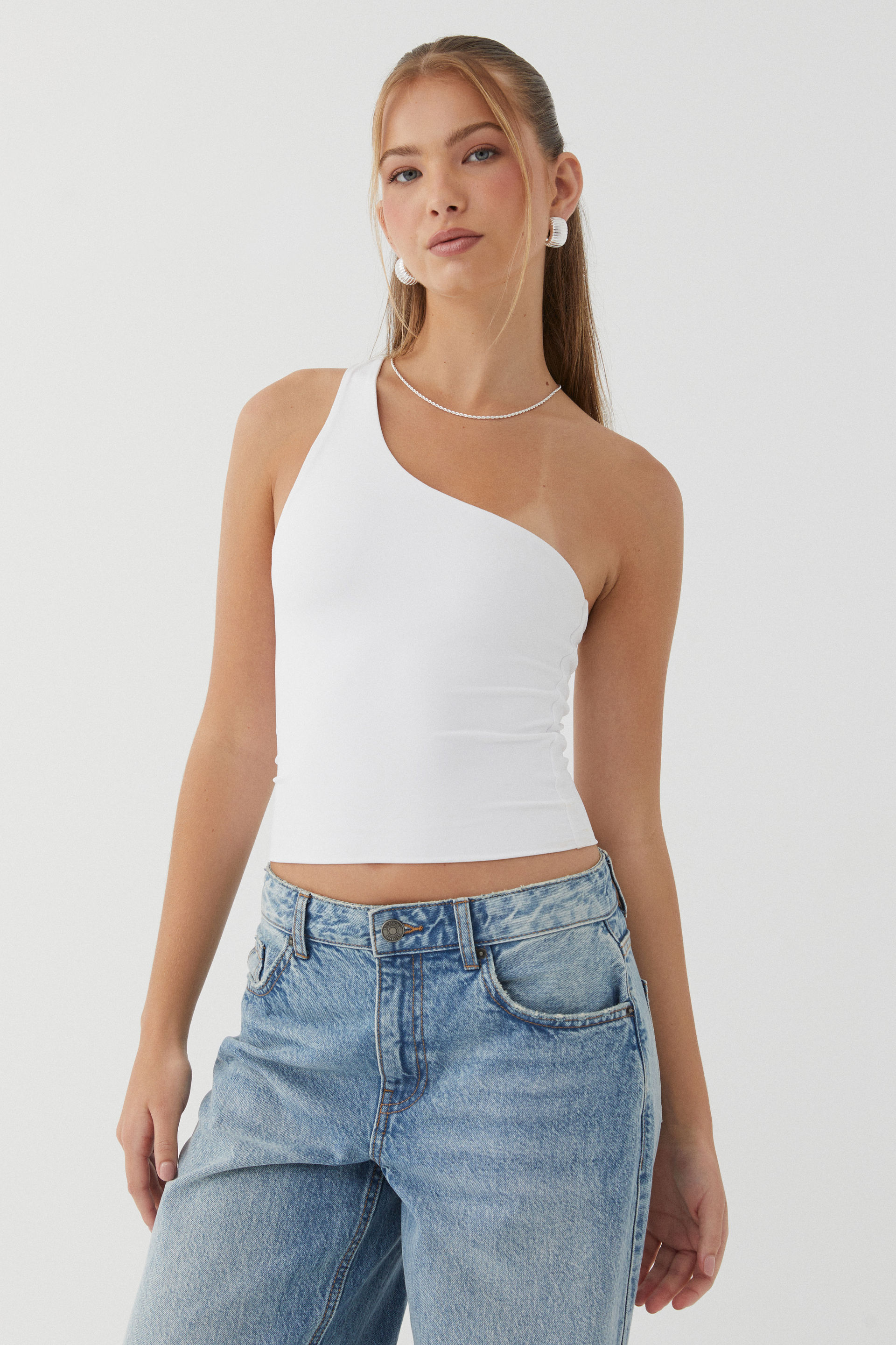 Off white one shoulder top online
