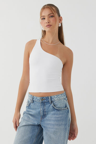 Luxe One Shoulder Top, WHITE