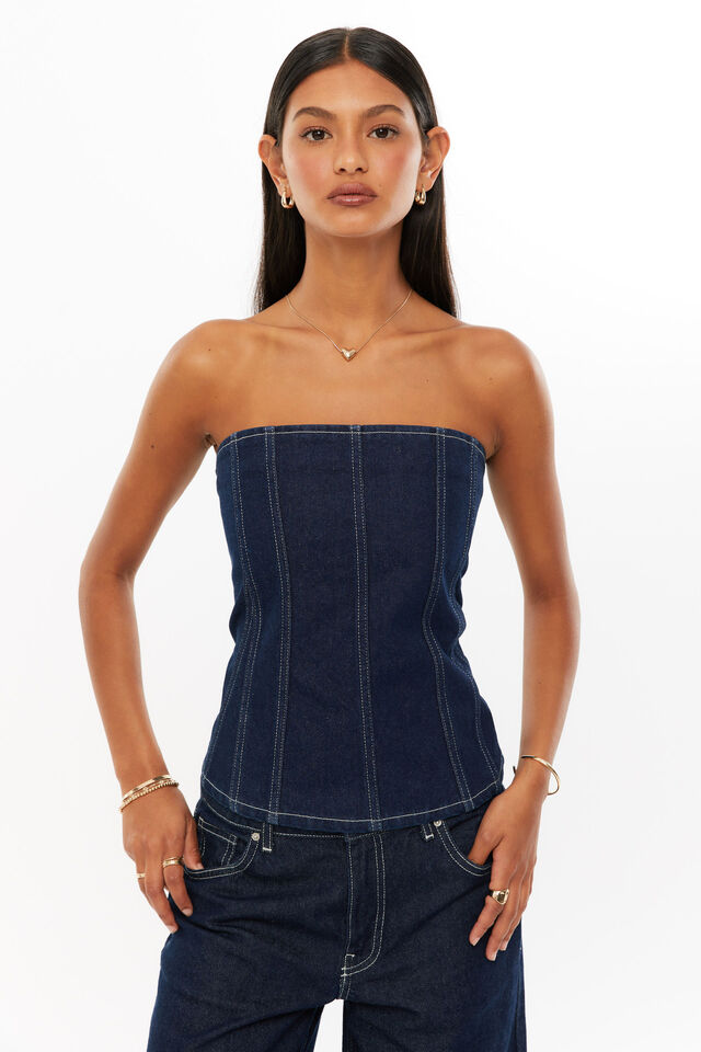 Delilah Denim Corset, INDIGO