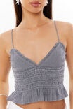 Ollie Shirred Cami, NAVY GINGHAM - alternate image 4
