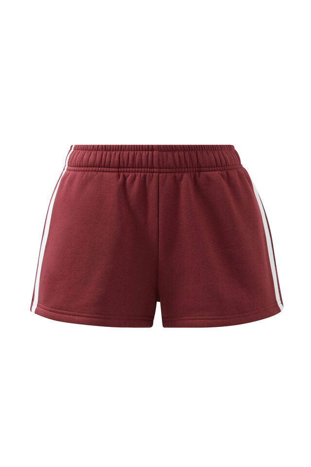 Malia Sweat Short, DARK PLUM/WHITE