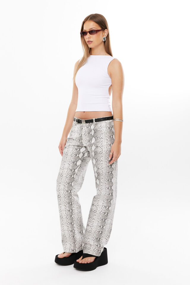 Low Rise Straight Jean, LOLA PYTHON GREY