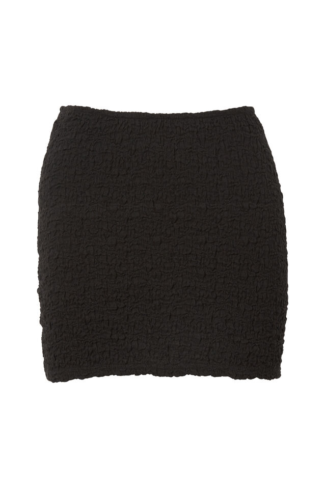 Polly Textured Mini Skirt, BLACK