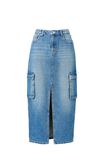 Denim Split Cargo Maxi Skirt, CLASSIC BLUE - alternate image 7