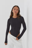 Luxe Long Sleeve Bodysuit, BLACK - alternate image 1