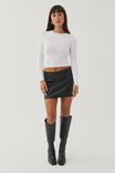 Vegan Leather Mini Skirt, BLACK - alternate image 1
