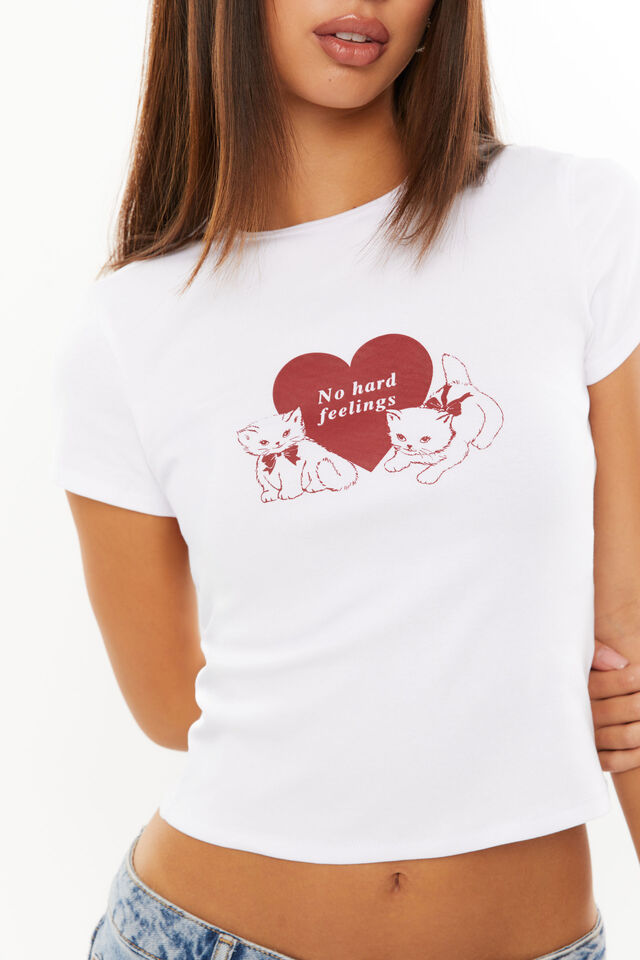 Harlow Graphic T Shirt, WHITE/KITTENS