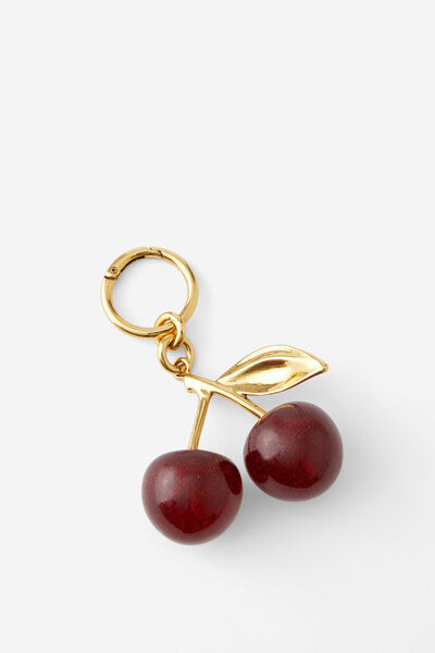 Bag Charm, GOLD/CHERRY