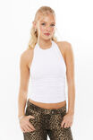Kristi Ruched Halter Top, WHITE - alternate image 1