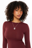 Luxe Long Sleeve Longline Tee, DARK PLUM - alternate image 4