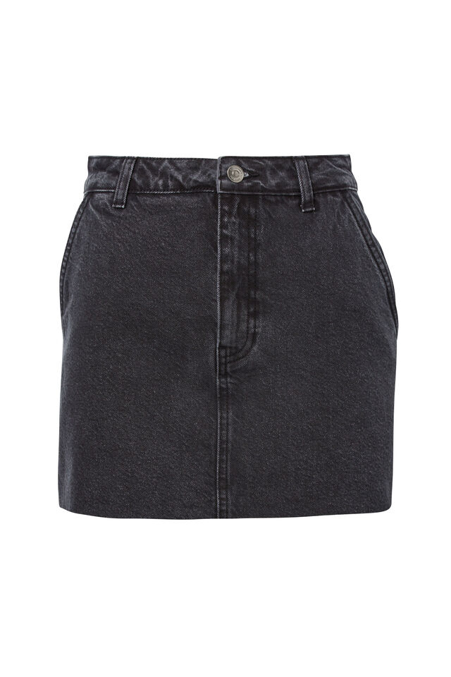Carpenter Denim Mini Skirt, WASHED BLACK