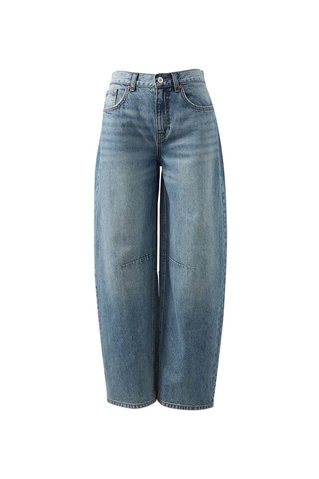 Low Rise Barrel Jean, BRONCO BLUE