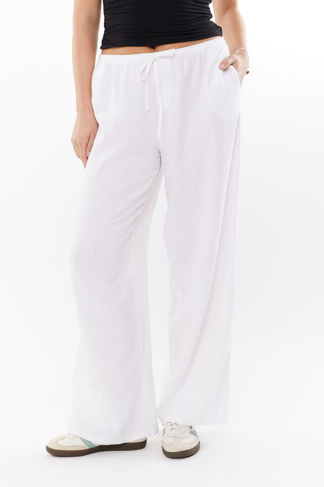 Henley Relaxed Linen Pant, WHITE