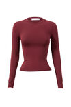 Luxe Long Sleeve Longline Tee, DARK PLUM - alternate image 6