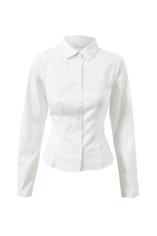 Layla Fitted Shirt, WHITE