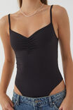Light Luxe Ruched Strappy Bodysuit, BLACK - alternate image 5