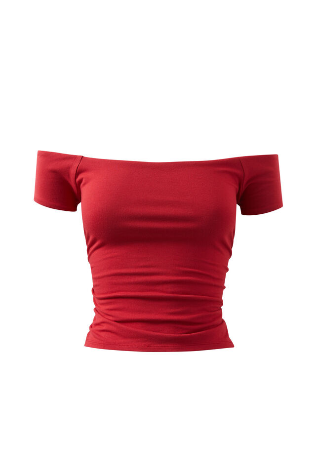 Soft Marley Off Shoulder Top, LIPSTICK RED